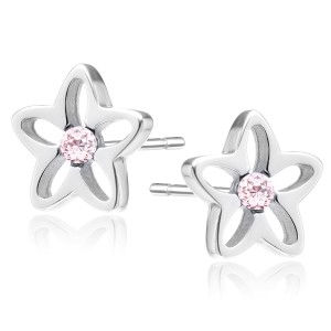 Cercei argint floare cu piatra roz DiAmanti Z0600ER_LP-DIA (Argint 925‰ 1 g.)